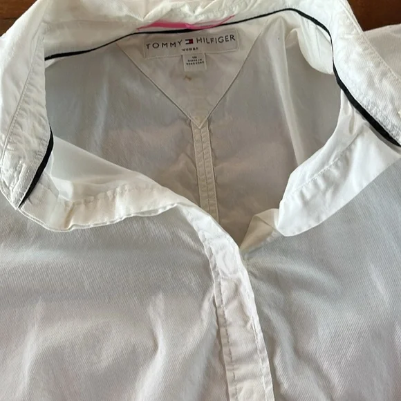 Vtg Tommy Hilfiger Women’s Stitch Detail Silhouette Shirt 18 Preppy Normcore - Picture 4 of 16
